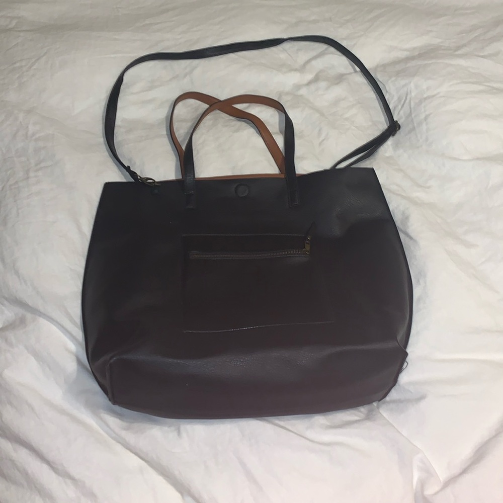 Vegan leather tote reversible